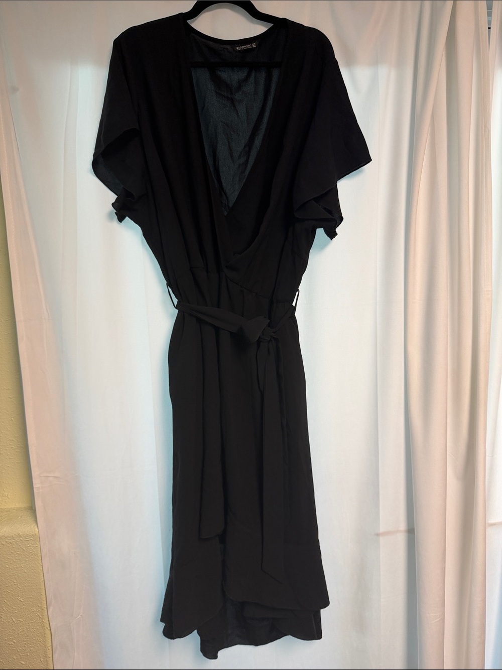 Bloom Dress - Solid Tie Surplice Ruffle High Low Dress